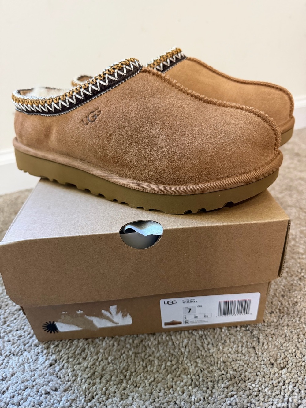 UGG Chestnut Suede Tasman Cozy Slip-On Clog